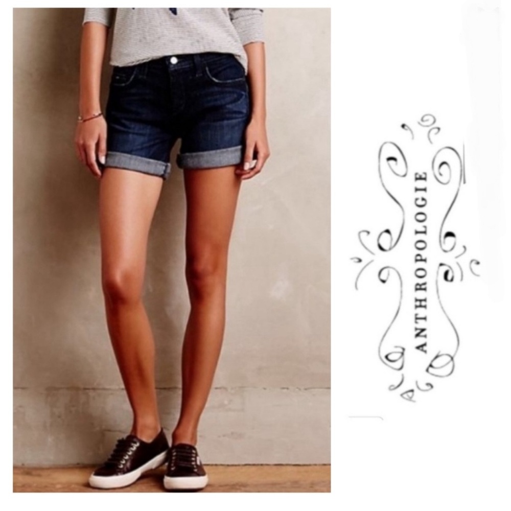 Anthropologie Pilcro & the Letterpress Dark Denim Jean Short Size 31 Mid Rise